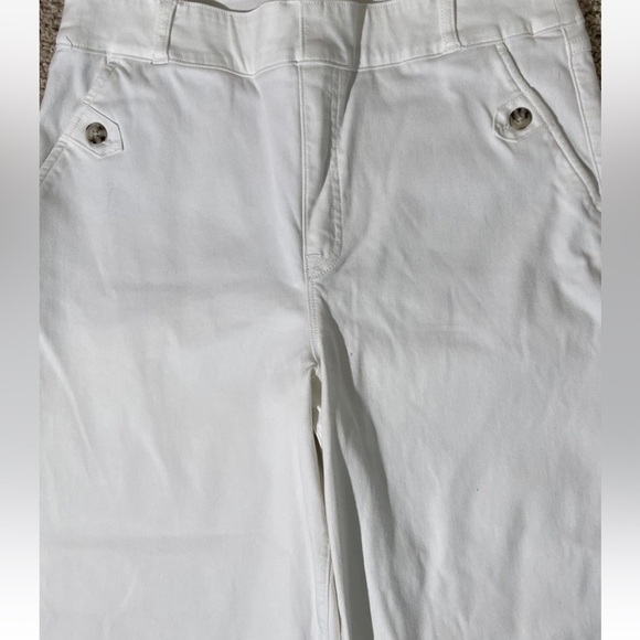 SPANX Stretch Twill Cropped Wide Leg Pant White Womens Sz XL Pull On Flared - Picture 6 of 16